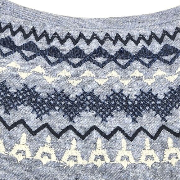 J Jill Fair Isle Embroidery Long Sleeve Top Sweatshirt Women Extra Large XL Blue - Picture 2 of 8